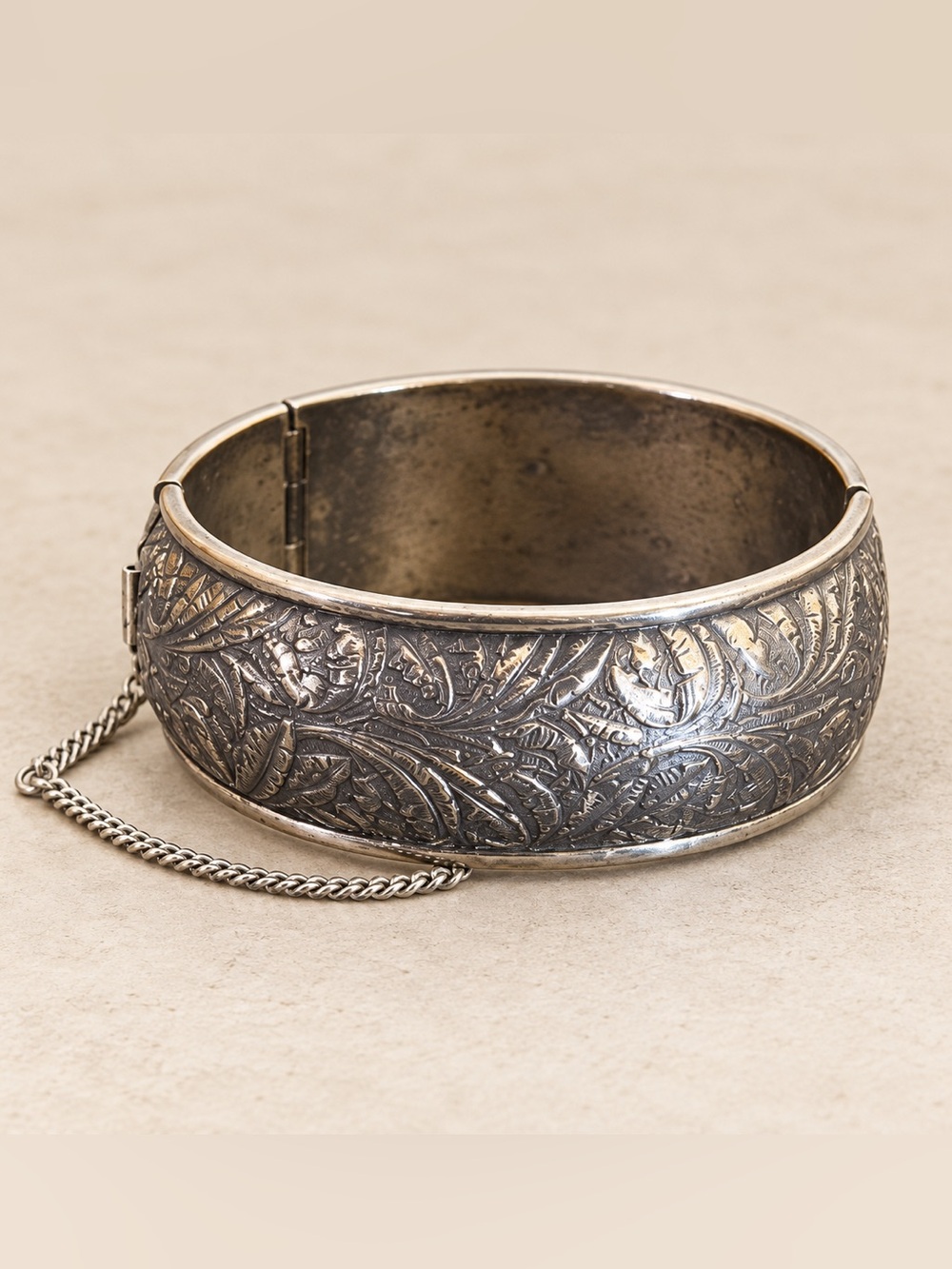 Vintage Napier Silver Tone Floral Hinged Cuff Bracelet Boho Whimsigoth